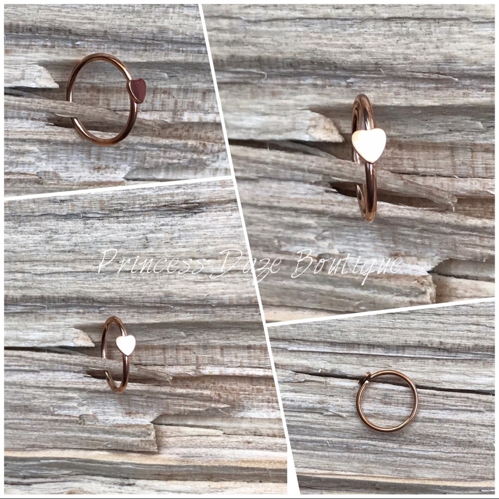 Rose‎ Gold Heart Nose Hoop